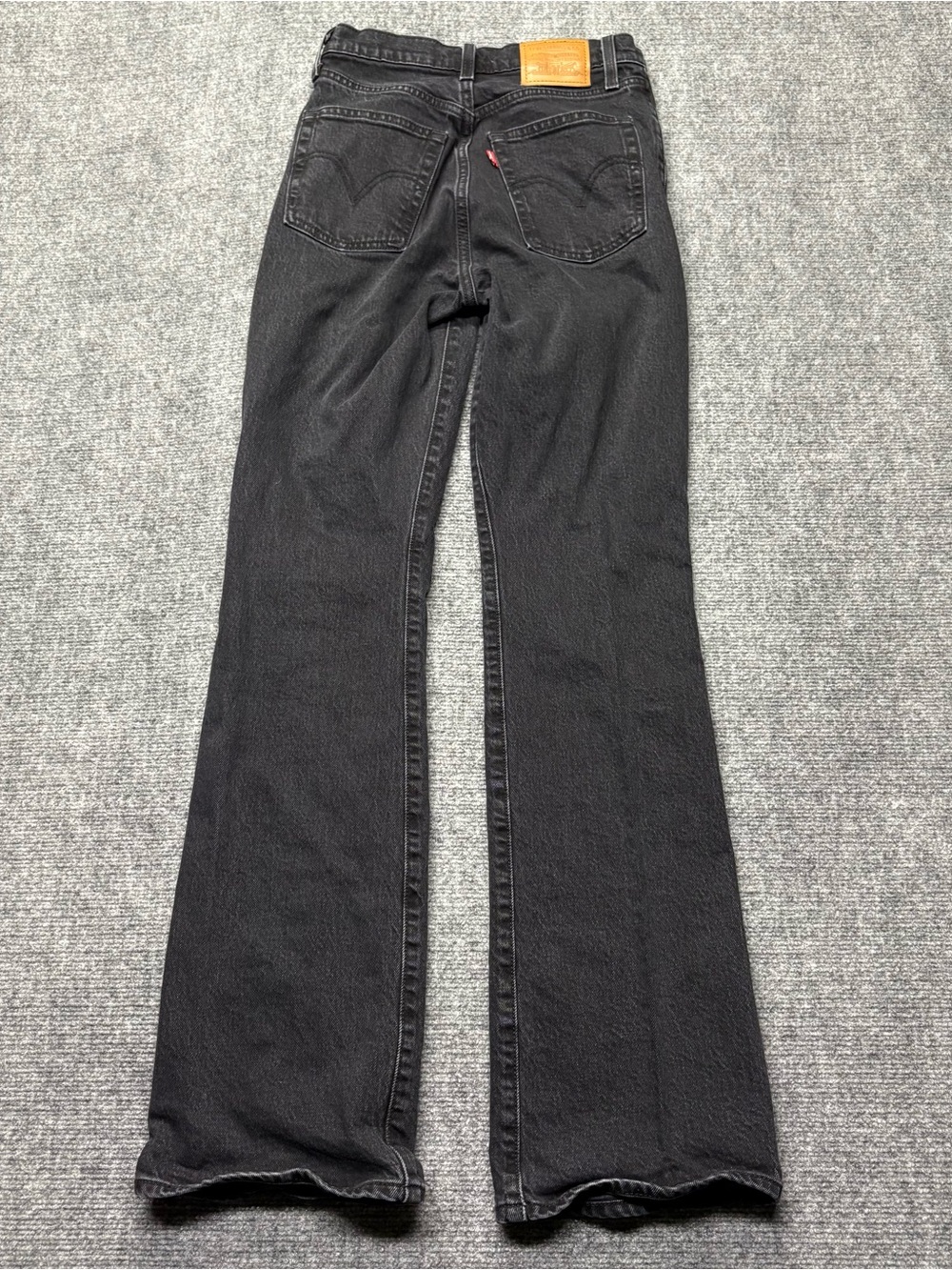 Levis Premium Jeans Womens 25x33 Black Ribcage Boot Button Fly Big E - Picture 2 of 16